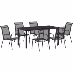Donnez un coup de frais à vos repas en extérieur avec cet ensemble de salle à manger 7 pièces vidaXL. Ce set allie style mode ...
