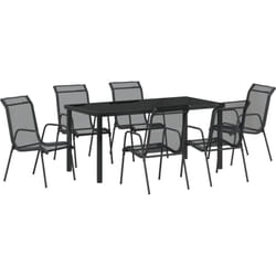 Vidaxl - Ensemble de salle à manger de jardin 7 pièces noir en textilène et acier