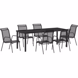 Transforme ton repas en extérieur avec l'ensemble de salle à manger de jardin 7 pièces de vidaXL. Ce set stylé et pratique a ...