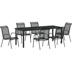 Vidaxl - Ensemble jardin 7 pièces en textilène noir et acier
