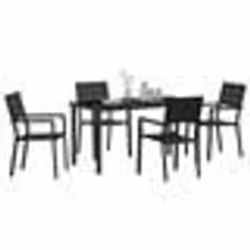 vidaXL Ensemble de salle à manger de jardin 5 pièces Noir HDPE