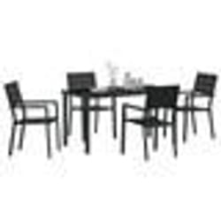 vidaXL Ensemble de salle à manger de jardin 5 pièces Noir HDPE
