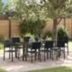 vidaXL Ensemble de salle à manger de jardin en poly rattan noir, 9 pièces