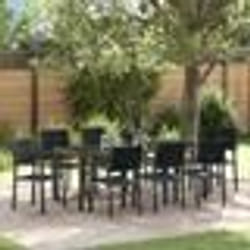 vidaXL Ensemble de salle à manger de jardin en poly rattan noir, 9 pièces