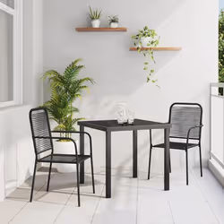 vidaXL Ensemble de jardin 3 pièces en corde de coton noir et acier