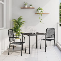 vidaXL Ensemble de jardin 3 pièces en corde de coton noir et acier