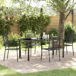 vidaXL Set de jardin 5 pièces en corde de coton noire et acier