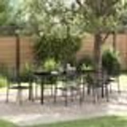 vidaXL Set de salle à manger de jardin 7 pièces en corde de coton noir et acier