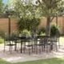 vidaXL Ensemble de jardin 9 pièces en corde de coton noire et acier