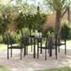 vidaXL Ensemble de jardin 5 pièces en PVC noir en osier