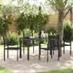 vidaXL Set de jardin de 5 pièces noir en PVC tressé