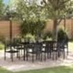 vidaXL Ensemble de salle à manger de jardin 9 pièces en PVC et rotin noir