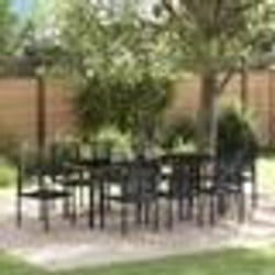 vidaXL Ensemble de salle à manger de jardin 9 pièces en PVC et rotin noir
