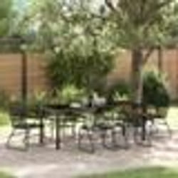 vidaXL Set de jardin de 7 pièces en rotin noir.
