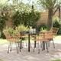 vidaXL Ensemble de salle à manger de jardin 5 pièces en poly rotin marron