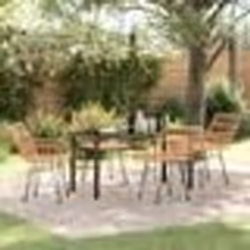 vidaXL Set de salle à manger de jardin 5 pièces en polyrotin marron