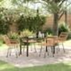 vidaXL Set de salle à manger de jardin 5 pièces en polyrotin marron
