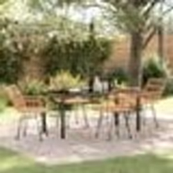 vidaXL Ensemble de salle à manger de jardin 5 pièces en poly rotin marron