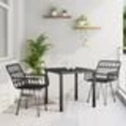 vidaXL Ensemble de jardin 3 pièces noir en poly rattan