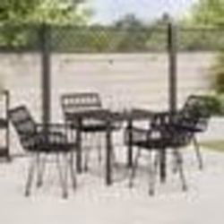 vidaXL Ensemble de jardin de 5 pièces en polyrotin noir