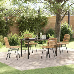 vidaXL Ensemble de salle à manger de jardin 5 pièces en poly rattan brun