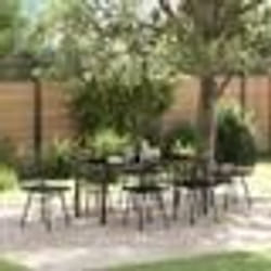 vidaXL Set de repas de jardin 7 pièces en poly rattan noir