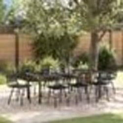 vidaXL Set de 9 pièces pour le repas de jardin en poly rotin noir