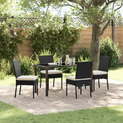 vidaXL Ensemble de jardin 5 pièces en poly rotin noir