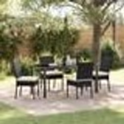 vidaXL Ensemble de jardin 5 pièces en polyrotin noir