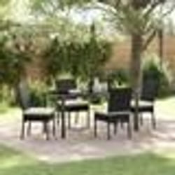 vidaXL Ensemble de jardin 5 pièces en polyrotin noir