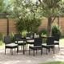 vidaXL Ensemble de jardin de 7 pièces en poly rattan noir