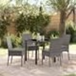 vidaXL Ensemble de jardin de 5 pièces en polyrotin gris