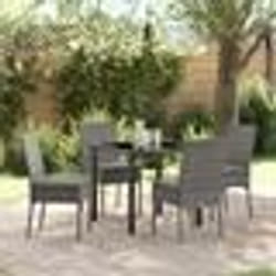 vidaXL Ensemble de jardin de 5 pièces en polyrotin gris