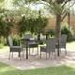 vidaXL Ensemble de jardin de 5 pièces en poly rattan gris