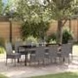 vidaXL Ensemble de jardin 9 pièces en poly rotin gris