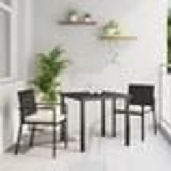 vidaXL Ensemble de Salle à Manger 3 Pièces de Jardin Noir Poly Rattan