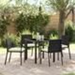 vidaXL Ensemble de jardin 5 pièces Noir Poly Rattan