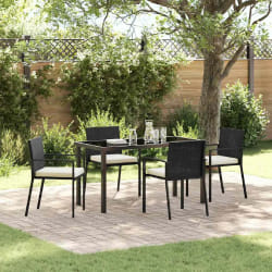vidaXL Ensemble de jardin 5 pièces Noir Poly Rotin