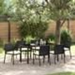 vidaXL Ensemble de salle à manger de jardin 7 pièces en rotin noir