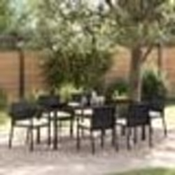 vidaXL Ensemble de salle à manger jardin 7 pièces en poly rotin noir