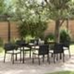 vidaXL Ensemble de salle à manger jardin 7 pièces en poly rotin noir