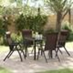 vidaXL Ensemble de dîner de jardin de 5 pièces en rattan synthétique marron
