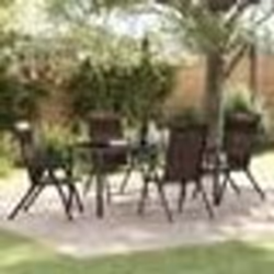 vidaXL Ensemble de salle à manger de jardin 5 pièces en poly rattan marron