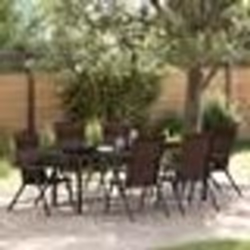 vidaXL Ensemble de salle à manger de jardin 7 pièces en poly rotin marron
