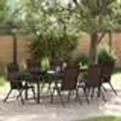 vidaXL Ensemble de salle à manger de jardin 7 pièces en poly rotin marron