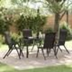 vidaXL Ensemble de dîner de jardin 5 pièces noir en rattan synthétique.