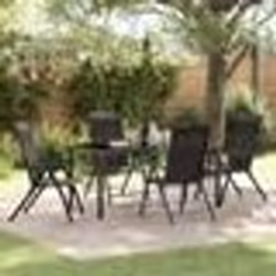 vidaXL Ensemble de repas de jardin 5 pièces en poly rattan noir