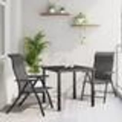 vidaXL Ensemble repas de jardin 3 pièces en rattan poly gris