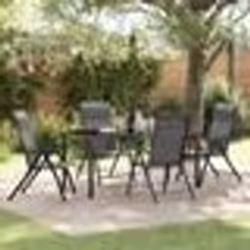 vidaXL Ensemble de repas de jardin 5 pièces en poly rattan gris