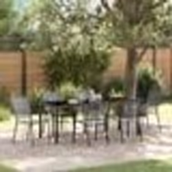 vidaXL Ensemble de salle à manger de jardin 7 pièces en acier anthracite.